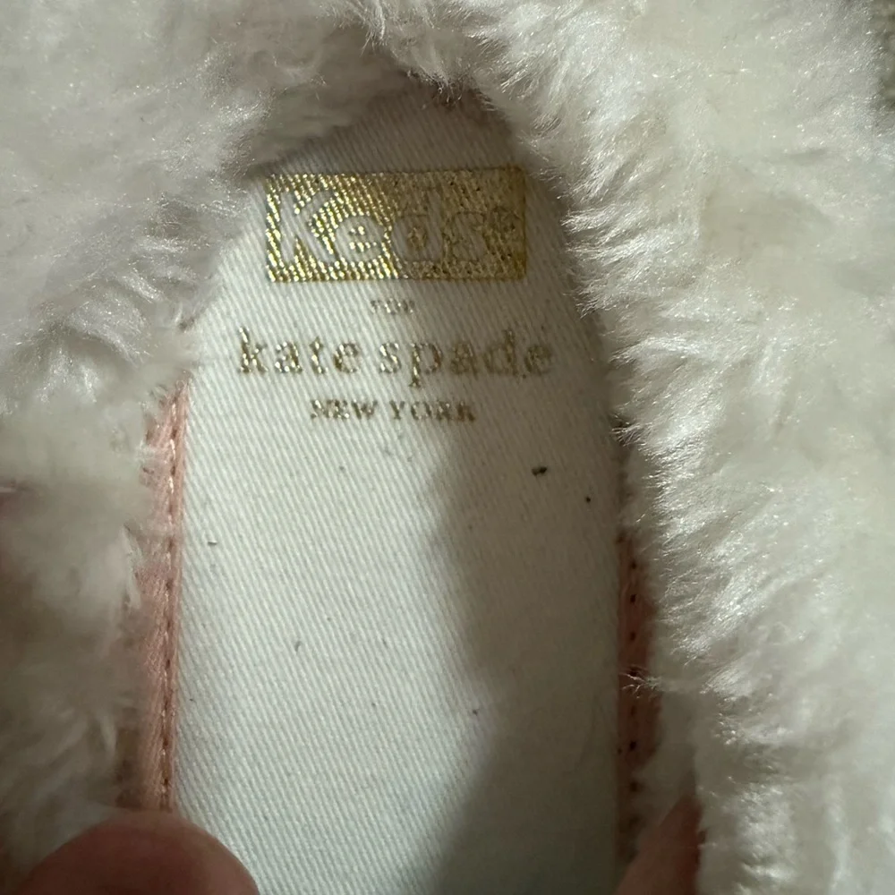 Kate Spade Women’s Shimmering Gold Sneakers‎ with White Fur